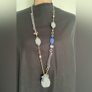 Chico's Blue and Gold/Silver Long Necklace